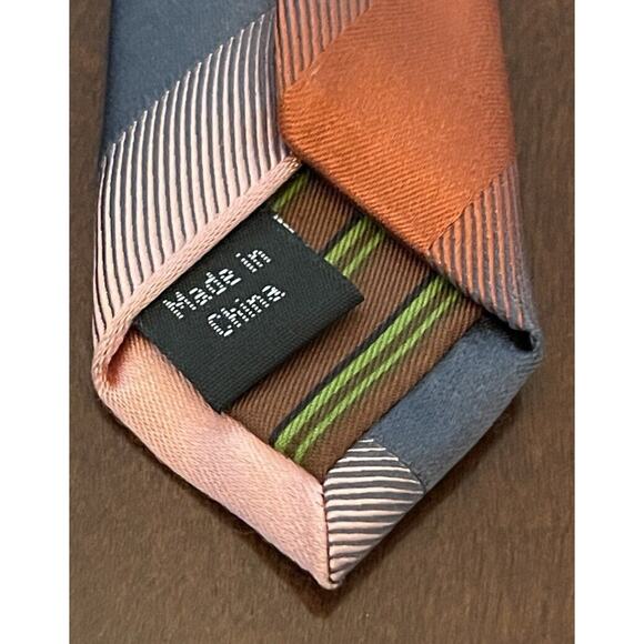 Bcbg Attitude Orange Gray Pink 100% Silk Men’s Neck Tie Made In China - Picture 7 of 9